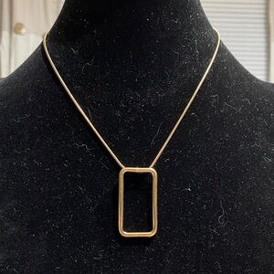 Liz Claiborne Gold Open Rectangle Pendant Necklace